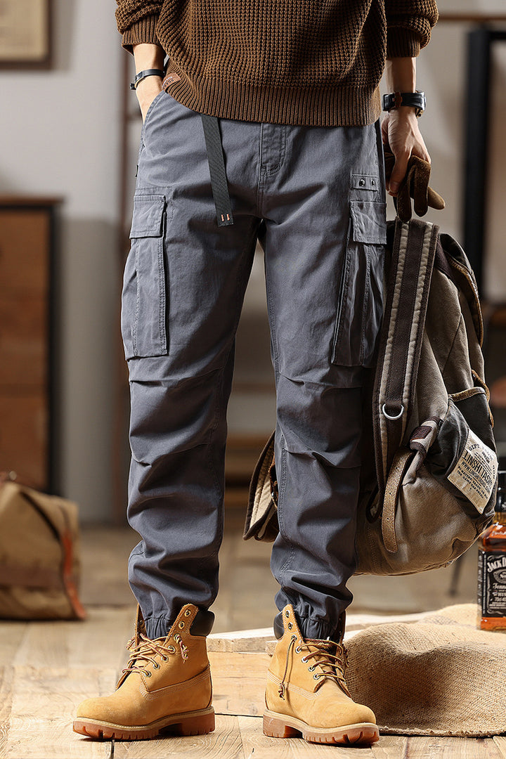 Herren Utility-Cargo-Hose mit verstellbarem Gürtelbund, Mehrfachtaschen und elastischem Saum Echo Archiv