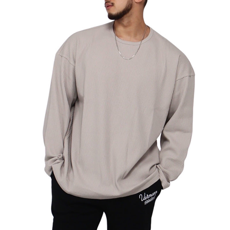 Herren lässiges Langarmshirt mit feinem Rippdesign Echoarchiv