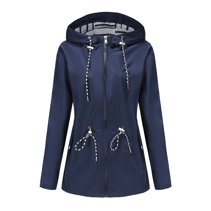 Damen nan leichte wasserdichte Parka Regenjacke mit Taillen-Kordelzug Echo Archiv