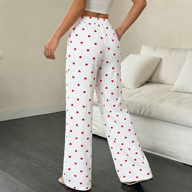 Damen Lässige Weite Hose mit Herzmuster Echo Archiv