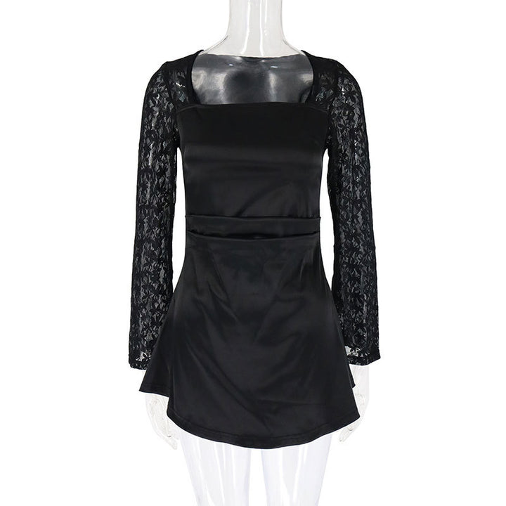 Damen Elegantes Kleid mit Spitzenärmel und fließendem Rock Echo Archiv