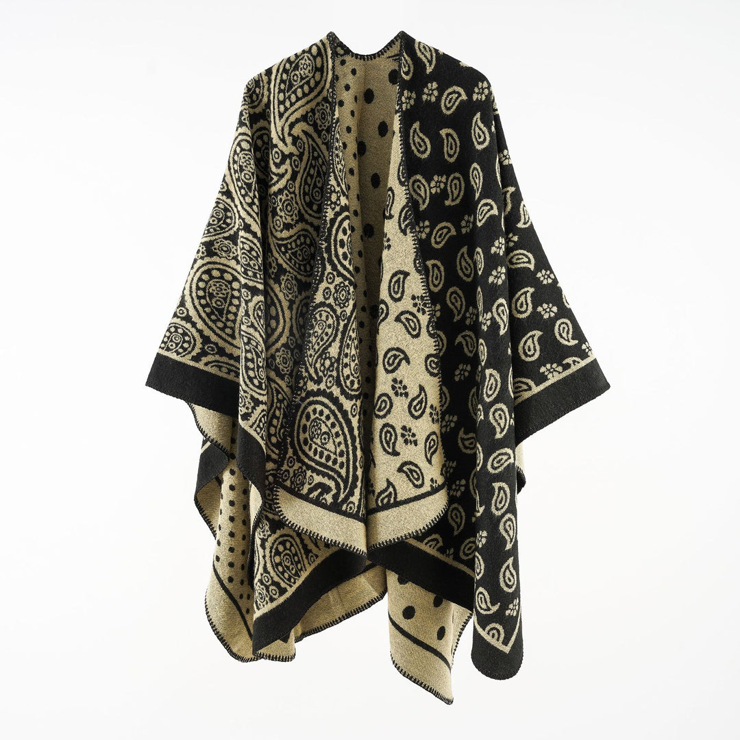 Damen Oversize-Jacquard-Umhang mit Paisley-Patchwork-Optik Echo Archiv