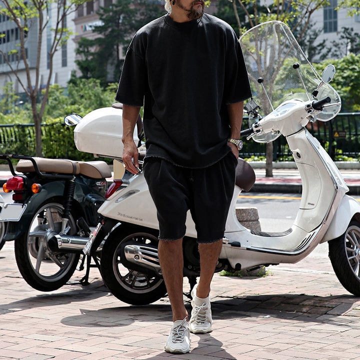 Herren lässiges Oversized T-Shirt und Shorts Set Echoarchiv
