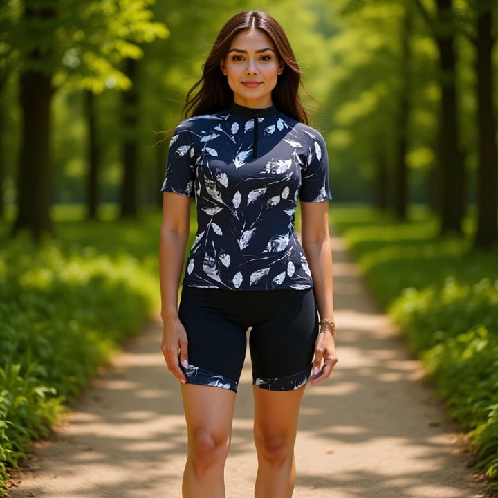 Damen Sportlicher Kurzarm Schwimmanzug mit floralem Muster Echo Archiv
