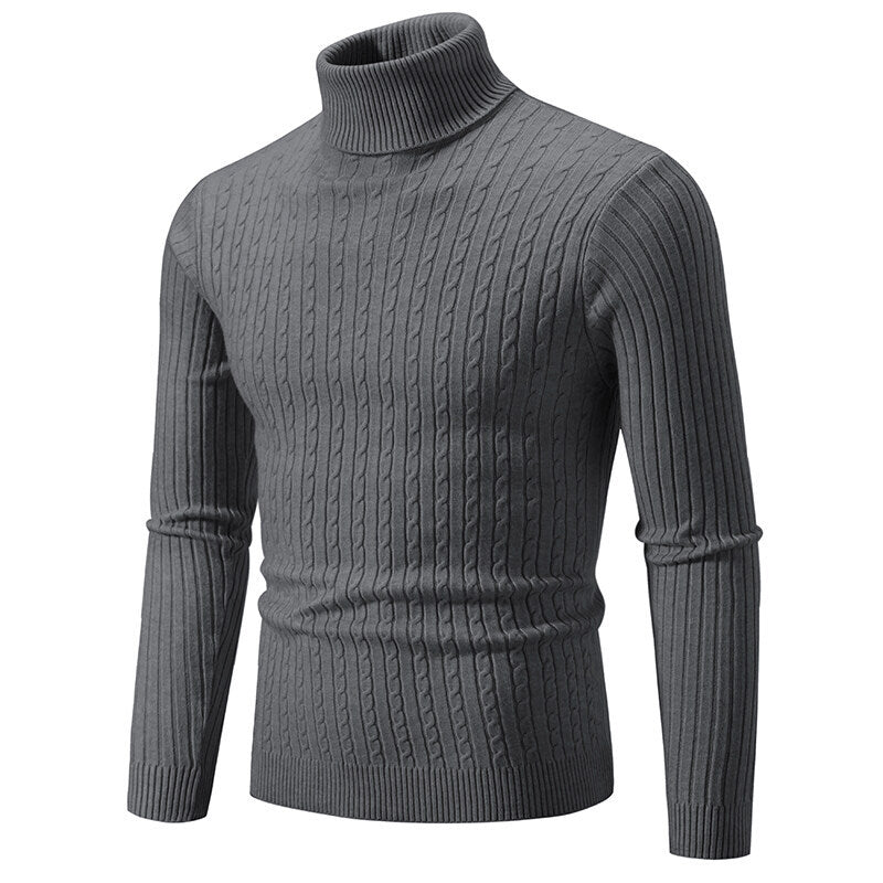 Herren nan Rollkragenpullover mit Zopfstrick und schlanker Passform Echo Archiv