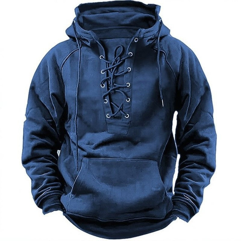 Herren Kapuzenpullover mit modernem Schnürdesign und weichem Innenfutter Echoarchiv