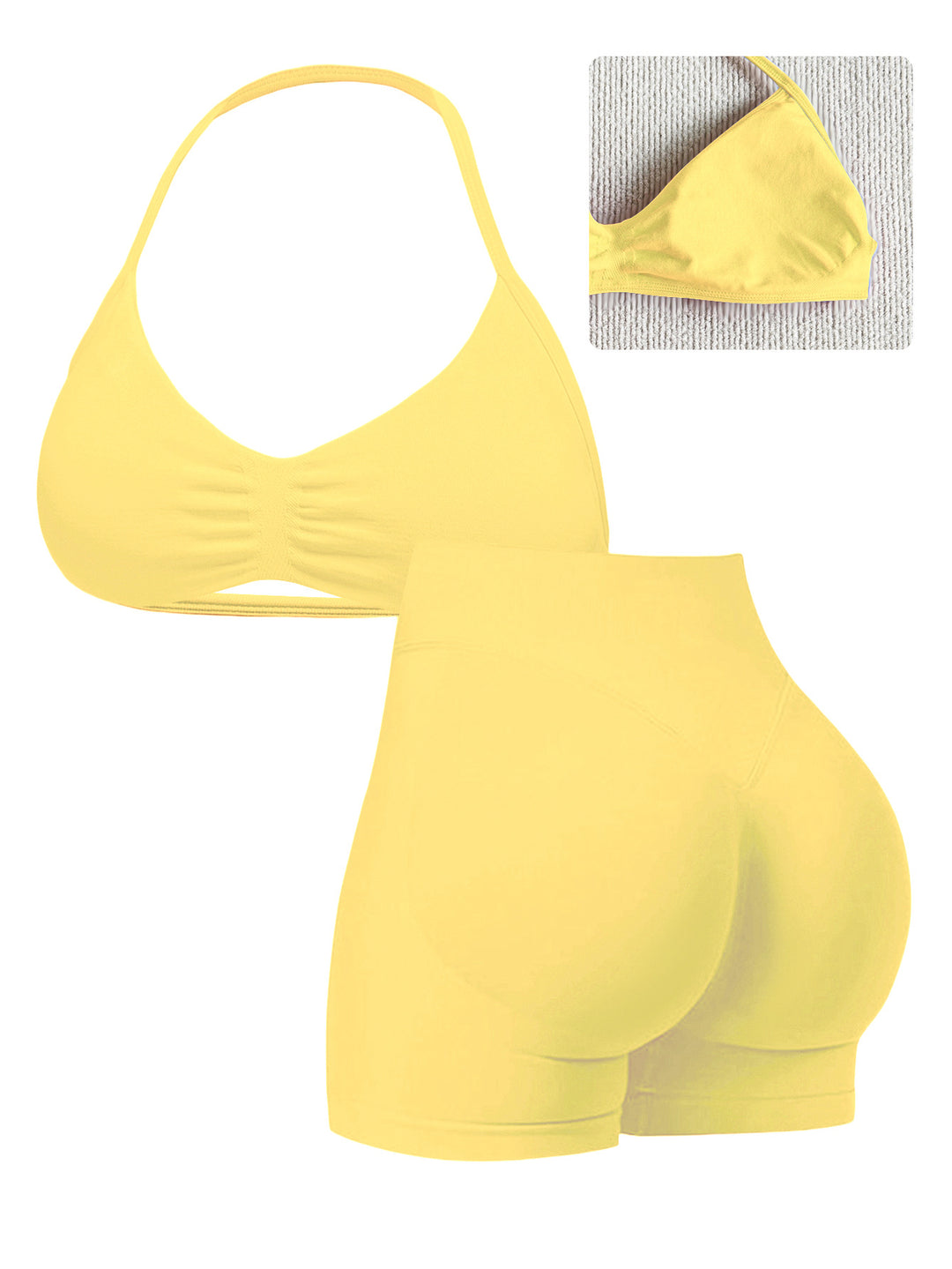 Damen Sport-Bikini-Oberteil mit hoch geschnittenen Shorts und nahtlosem Design Echo Archiv