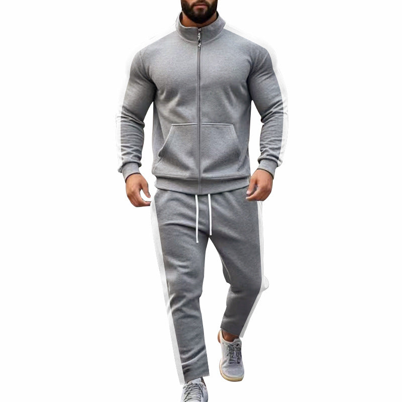 Herren sportliches Trainingsanzug mit weichem Fleece und Kontraststreifen Echoarchiv