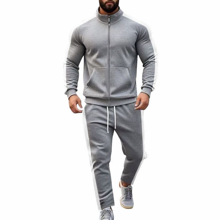 Herren sportliches Trainingsanzug mit weichem Fleece und Kontraststreifen Echoarchiv