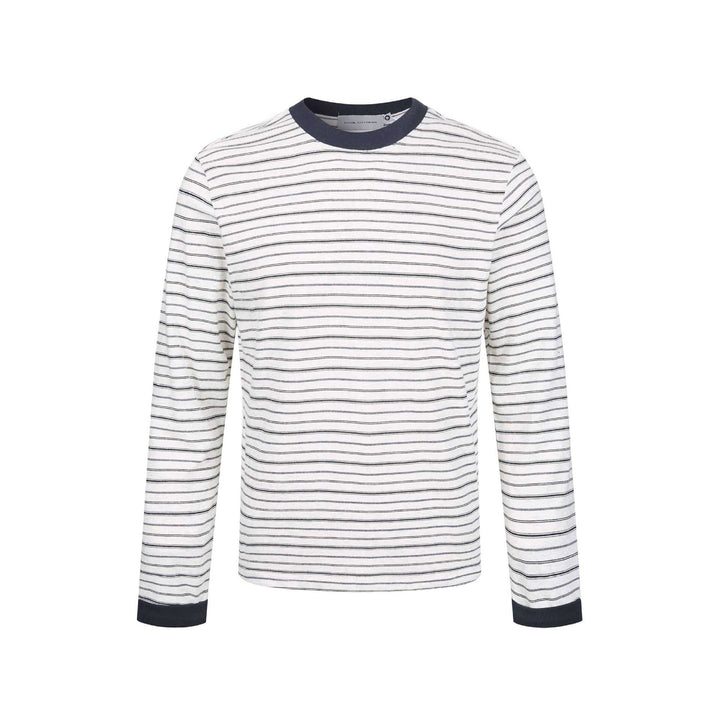 Herren Gestreiftes Langarmshirt aus Baumwollmix mit geripptem Rundhals Echoarchiv