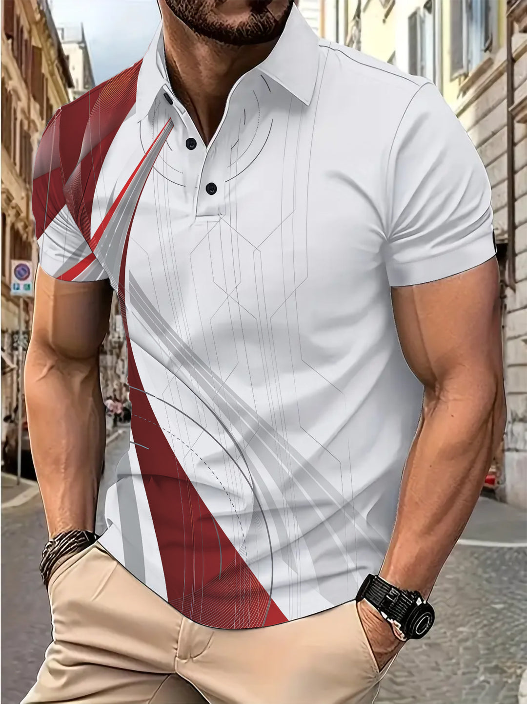 Herren Sportliches Polohemd mit innovativem Design Echoarchiv