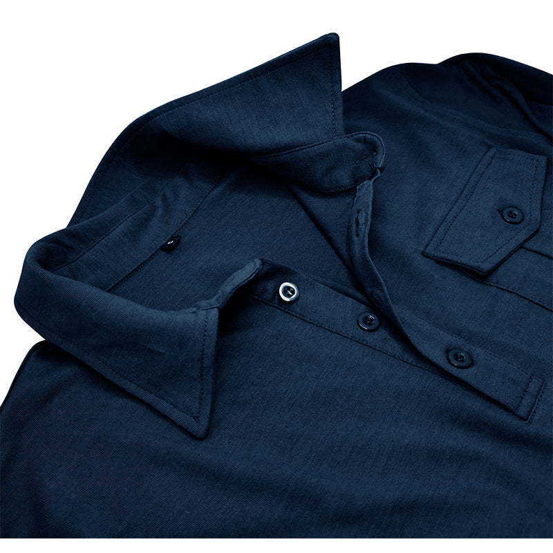 Herren Langarmshirt mit modischen Knöpfen und Brusttasche Echoarchiv