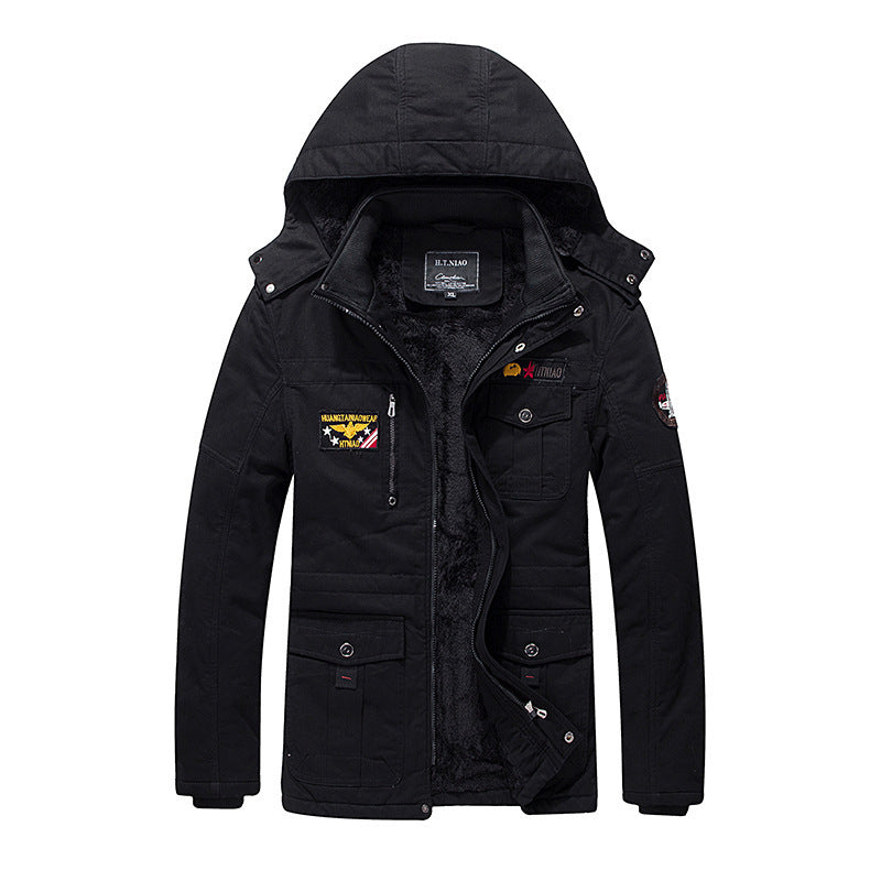 Herren Militärinspirierter Canvas-Parka mit Teddyfutter, abnehmbarer Kapuze und Utility-Taschen Echo Archiv