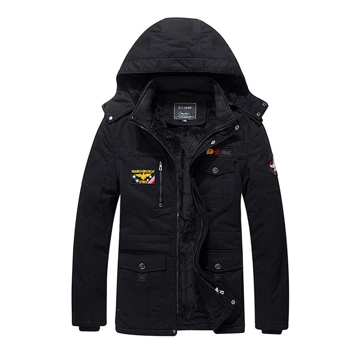 Herren Militärinspirierter Canvas-Parka mit Teddyfutter, abnehmbarer Kapuze und Utility-Taschen Echo Archiv