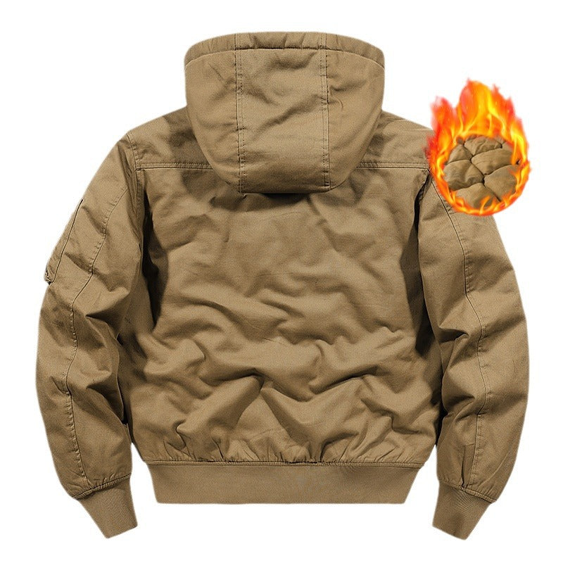 Herren Isolierte Kapuzen‑Bomberjacke mit gesteppter Thermofütterung und Ärmel‑Utilitytasche – Brevano