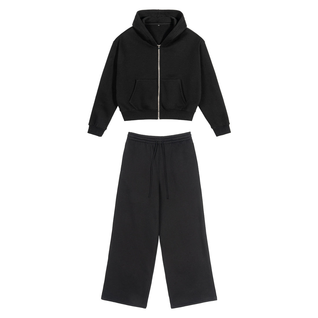 Damen Zweiteiliges Lounge-Set mit Cropped Kapuzen-Zipjacke und weiter hochgeschnittener Sweathose Echo Archiv