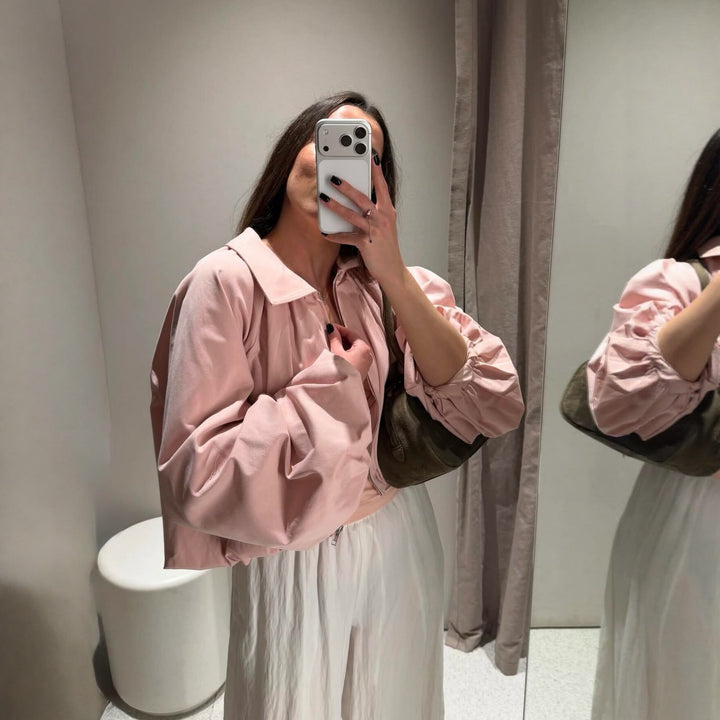 Damen Kurzcape mit Volumenärmeln, Reißverschluss und gerafftem Saum Echo Archiv