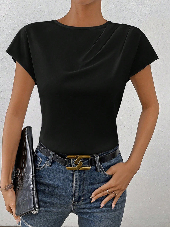 Damen Elegantes Kurzarm-Top mit modernem Schnitt und fließendem Stoff Echo Archiv