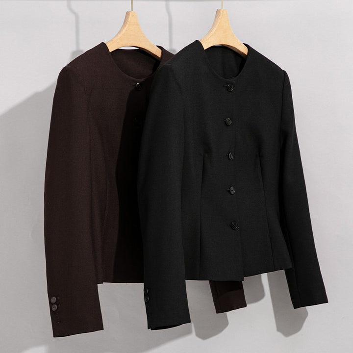 Damen Elegantes Hosenanzug-Set aus feinem Wollmix mit Rundhalsausschnitt Echoarchiv