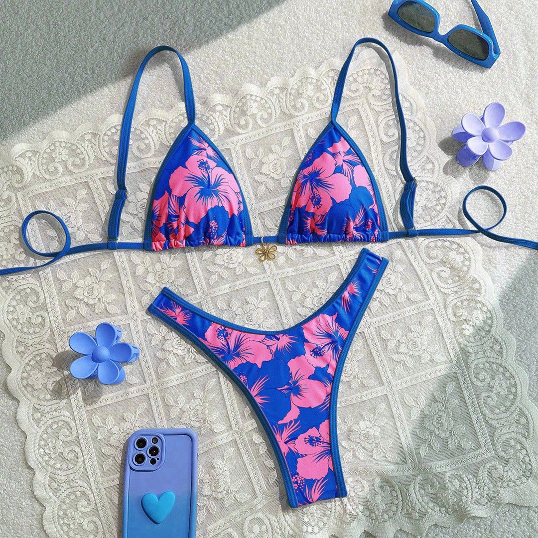Damen Triangel-Bikini mit floralem Design und verstellbaren Trägern Echo Archiv