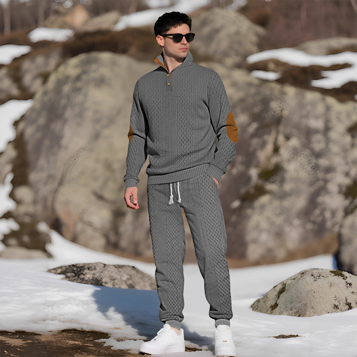Herren Bequemer Strickpullover mit Stehkragen und modischen Knöpfen Echoarchiv