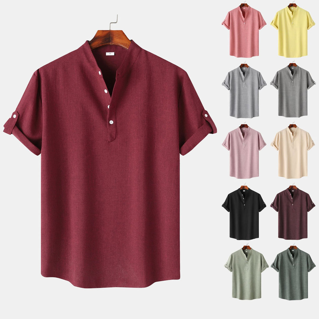 Herren Kurzarmhemd mit innovativem Henley-Ausschnitt und lässigem Design Echoarchiv