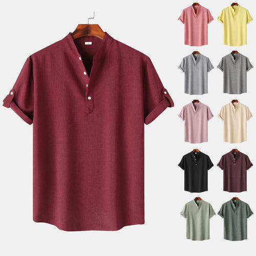 Herren Kurzarmhemd mit innovativem Henley-Ausschnitt und lässigem Design Echoarchiv