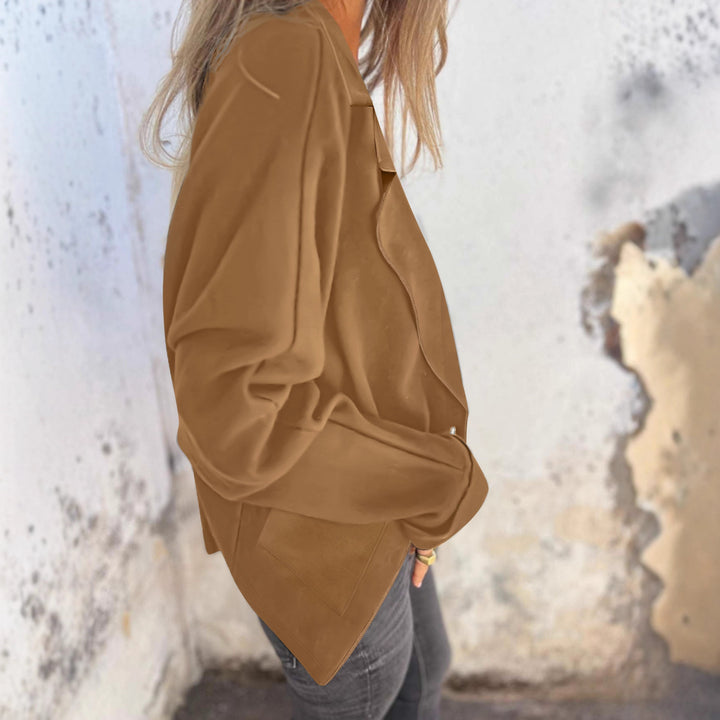 Damen Offene Cape-Cardigan aus Feinstrick mit asymmetrischem Saum und Eingrifftasche Echoarchiv