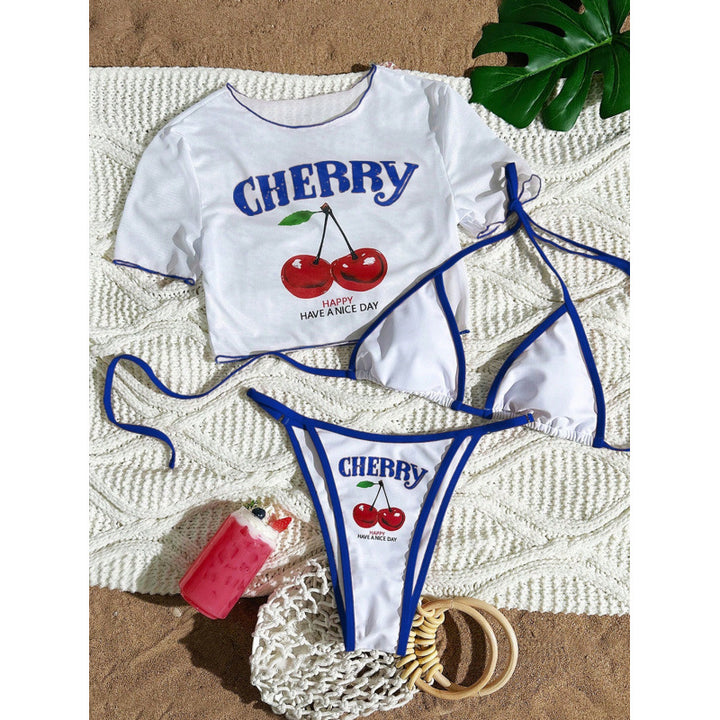 Damen Crop-Top Bikini-Set mit sportlichem Schnitt und Brasil-Print Echo Archiv