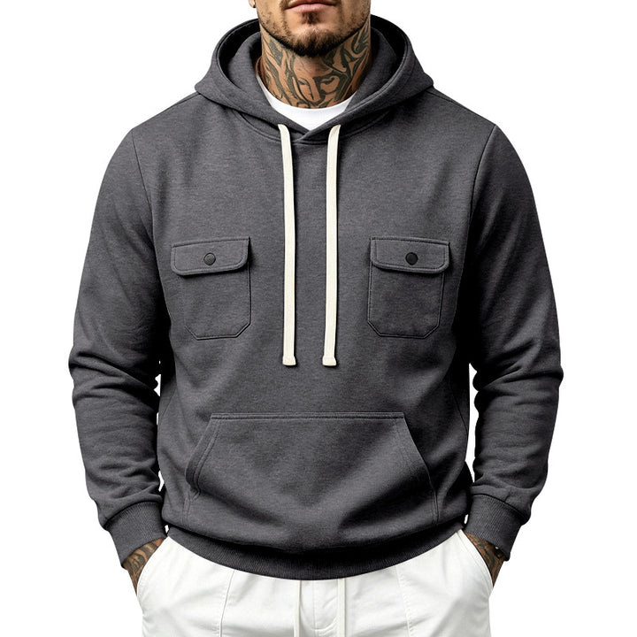 Herren Kapuzenpullover mit Doppel-Brusttaschen und Kängurutasche Echoarchiv