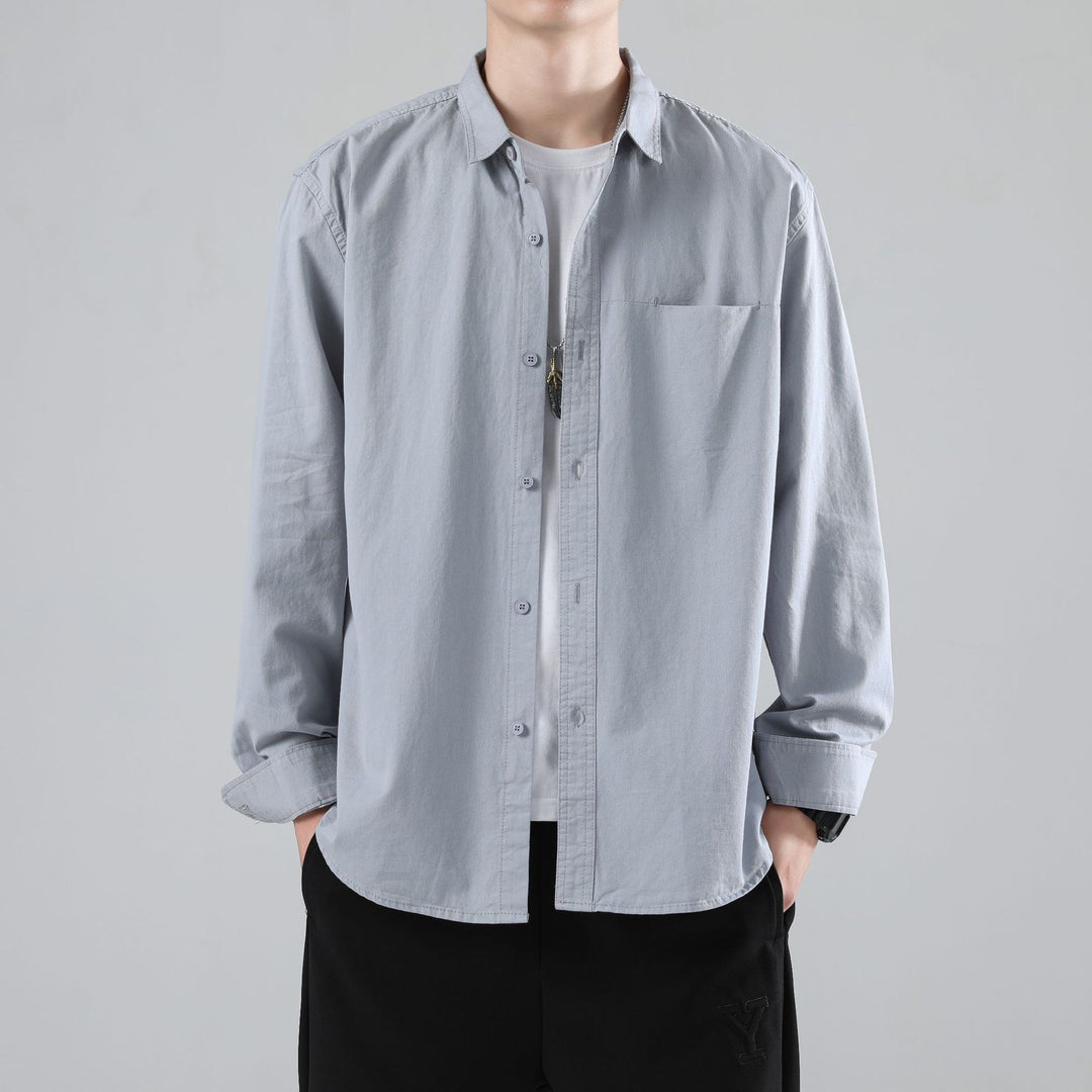 Herren Lockeres Baumwoll-Overshirt mit Brusttasche und leichter Struktur Echo Archiv