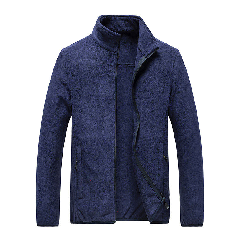 Herren Fleecejacke mit Stehkragen, durchgehendem Reißverschluss und verdeckten Taschen – Taviero