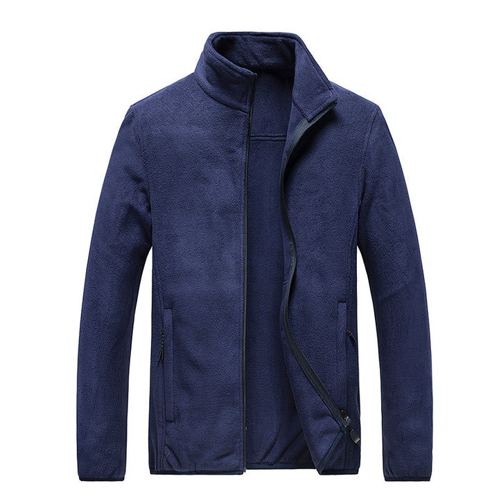 Herren Fleecejacke mit Stehkragen, durchgehendem Reißverschluss und verdeckten Taschen – Taviero
