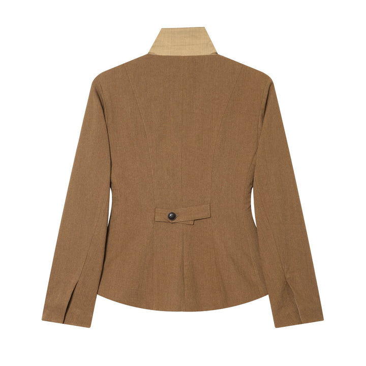 Damen taillierte Sakkojacke mit kontrastkragen und Wiener Nähten – Célinea