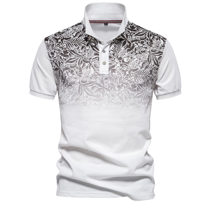 Herren Poloshirt mit floralen Ornamenten und klassischem Kragen Echoarchiv