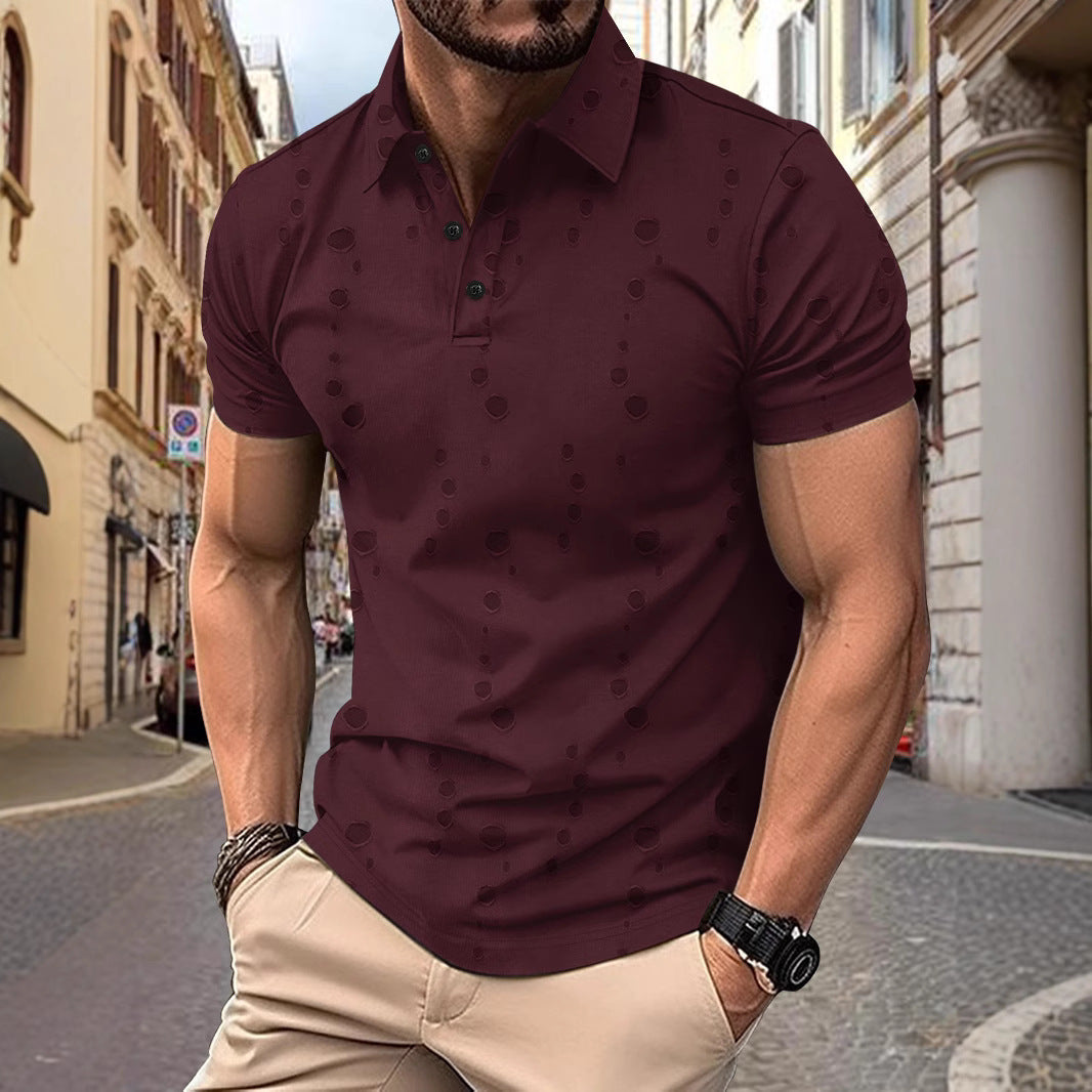 Herren modisches Kurzarm-Polo mit feiner Struktur Echoarchiv