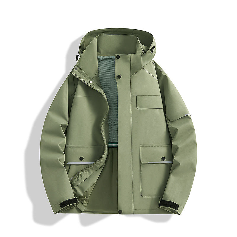 Herren dreilagige Trekkingjacke mit verschweißten Nähten, Kapuze und Multifunktionstaschen Echo Archiv