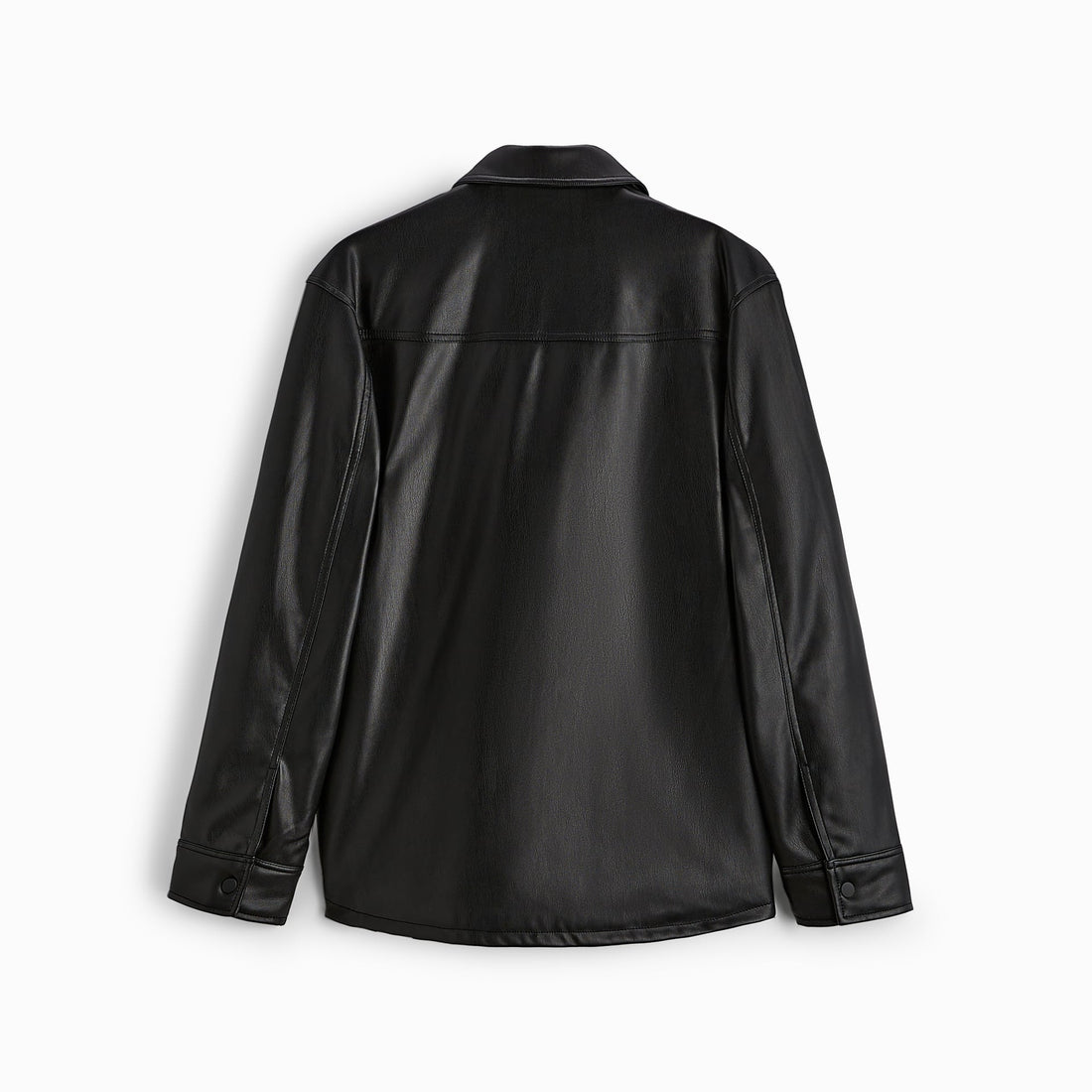 Herren Veganes Glattleder-Overshirt im Hemdjackenstil mit verdeckter Druckknopfleiste Echo Archiv