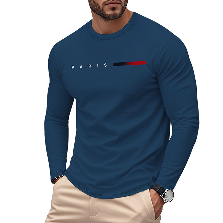 Herren Langarm T-Shirt mit modernem Paris-Druck und elastischem Saum Echoarchiv