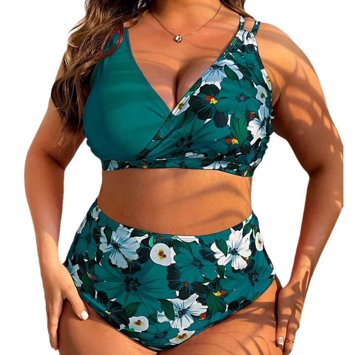 Damen Hochwertiges Bikini-Set mit romantischem floralem Druck und komfortablem Hochschnitt Echo Archiv