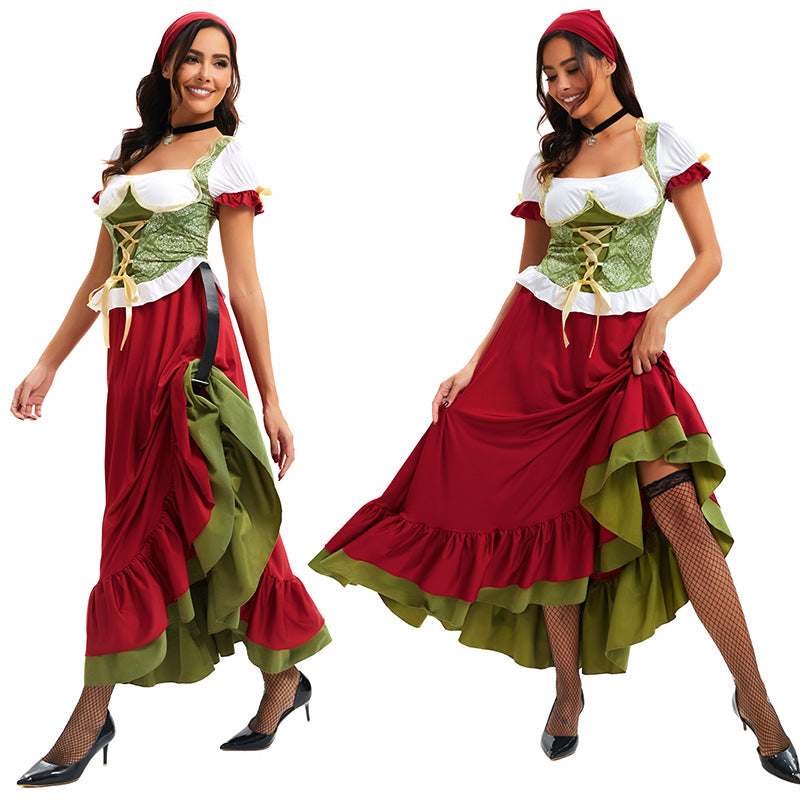 Damen nan traditionelles Dirndl Trachtenkleid Ensemble mit verstellbarem Corsagenmieder und langem Stufenrock Echo Archiv