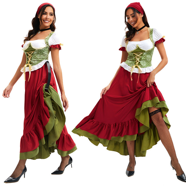 Damen nan traditionelles Dirndl Trachtenkleid Ensemble mit verstellbarem Corsagenmieder und langem Stufenrock Echo Archiv