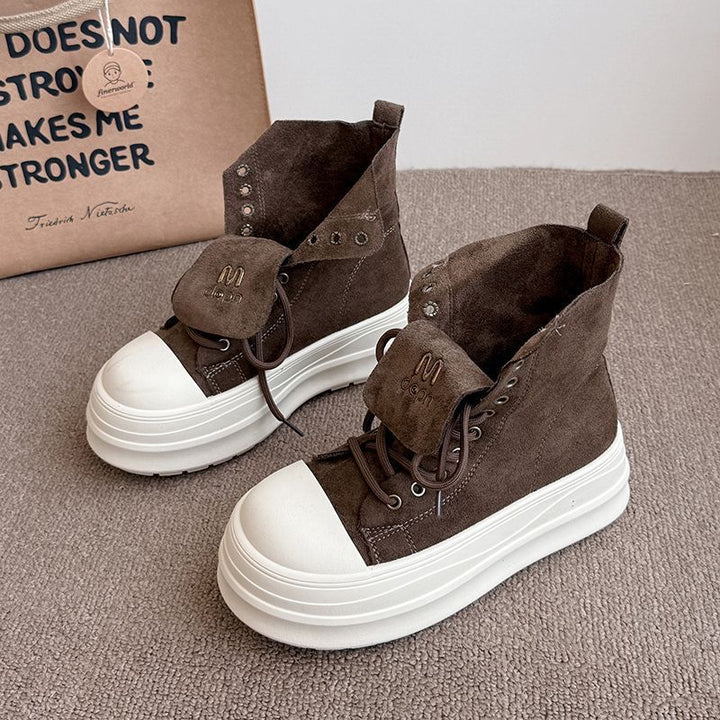Damen Hochtop Sneakers mit plattformartiger Sohle und innovativer Schnürung Echo Archiv