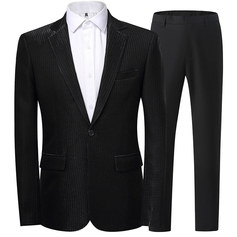 Herren festlicher und eleganter Pailletten-Anzug Echoarchiv