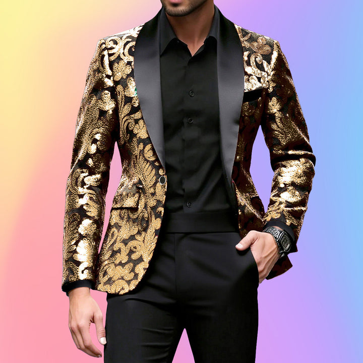 Herren Glamouröser Abendblazer mit glitzerndem Design Echoarchiv