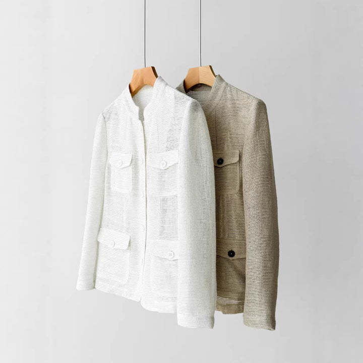 Damen Modische Boucléjacke mit praktischen Taschen Echoarchiv