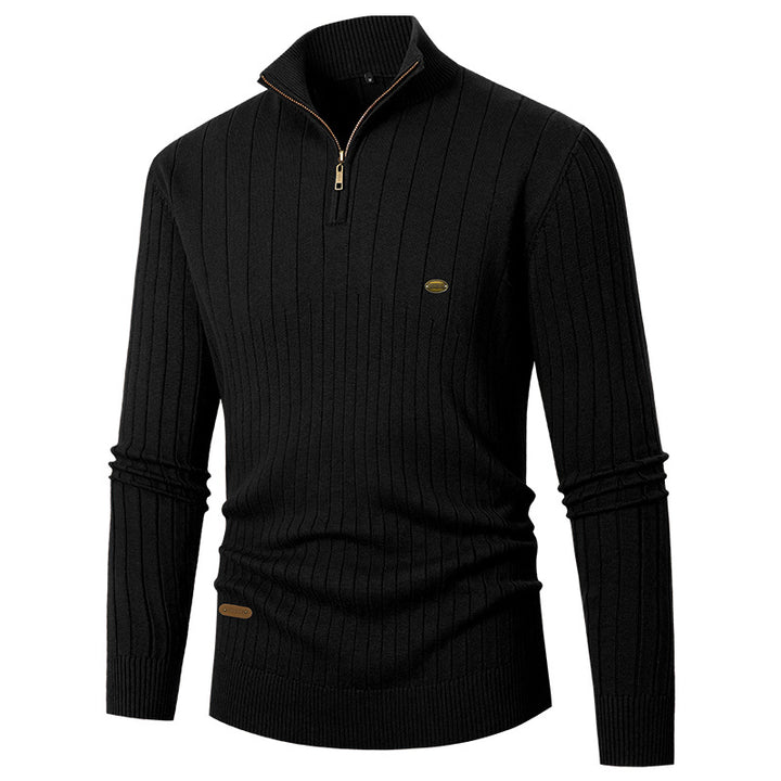 Herren Pullover mit modernem Reißverschluss und Rippenstruktur Echoarchiv