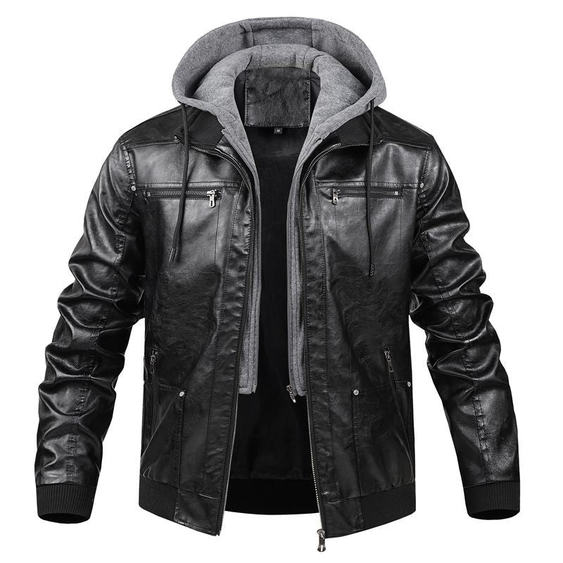 Herren Multifunktionale Lederjacke mit Kapuze Echo Archiv