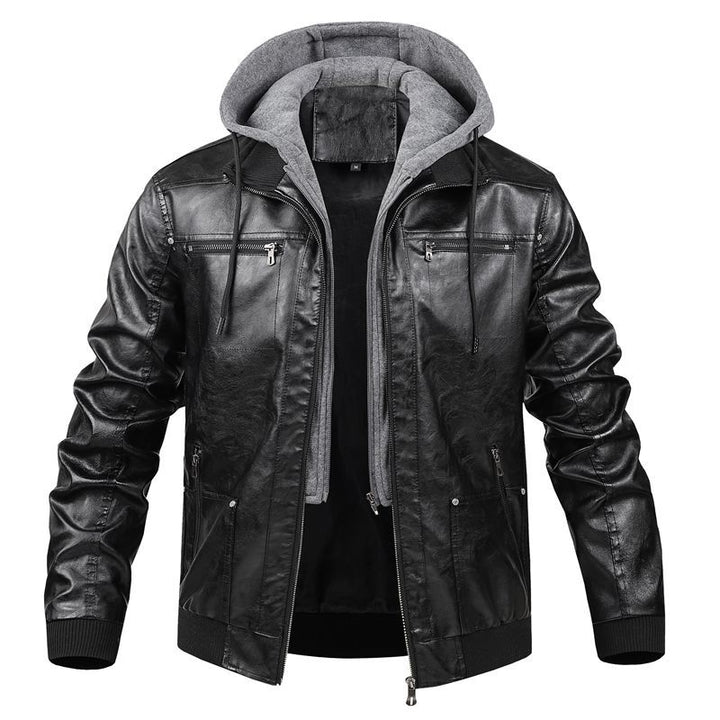 Herren Multifunktionale Lederjacke mit Kapuze Echo Archiv