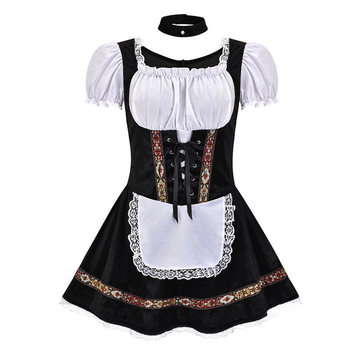 Damen nan Trachten-Minikleid mit geschnürtem Korsett, Spitzenunterrock und abnehmbarer Schürze Echo Archiv